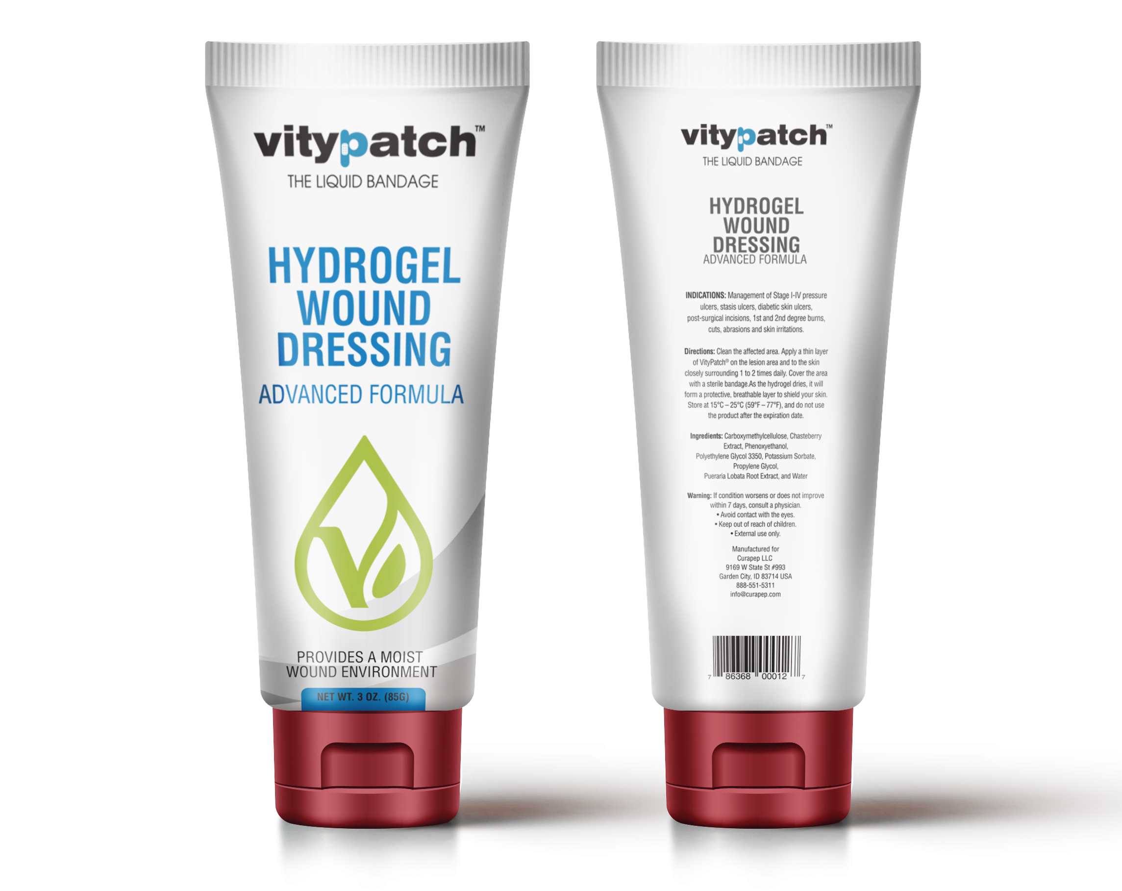 VityPatch Hydrogel tube and texture