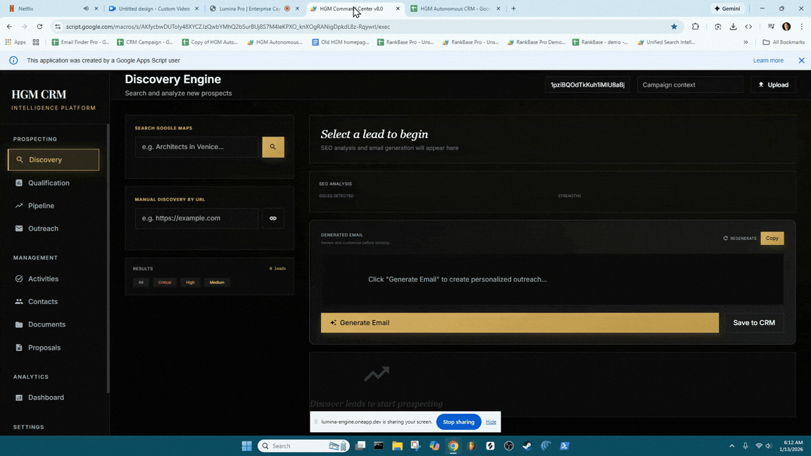 Core CRM Pipeline View