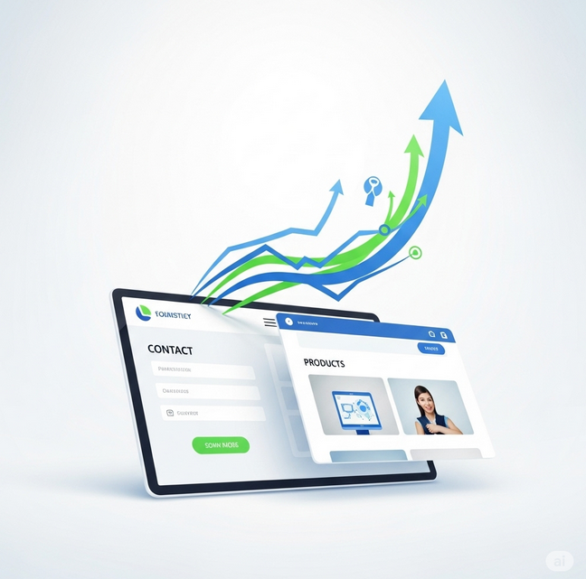 3D illustration of web development concepts, a person interacting with a tablet