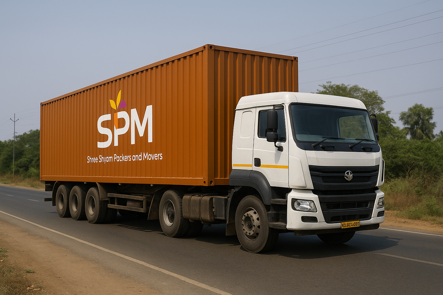 SPM branded moving truck on highway