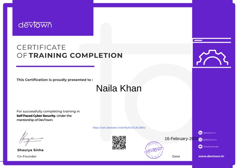 Devtown Certificate