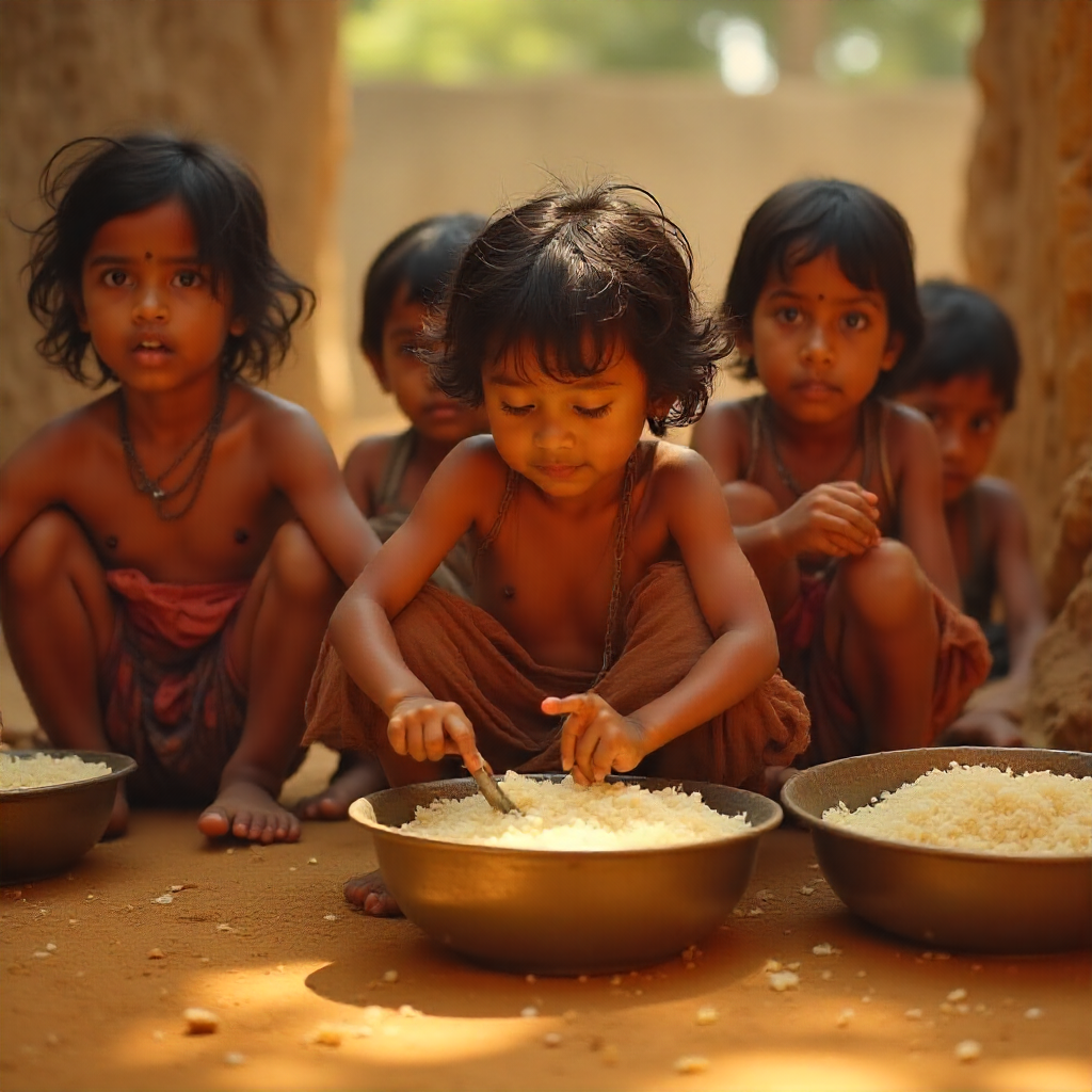 Children being served food