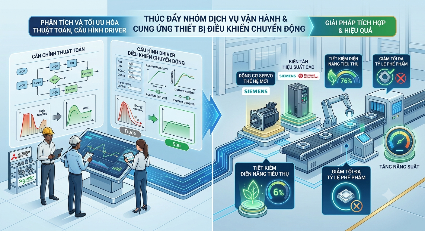 Tối ưu hóa chi phí vận hành nhà máy nhờ giải pháp tích hợp động cơ Servo và Biến tần thế hệ mới
