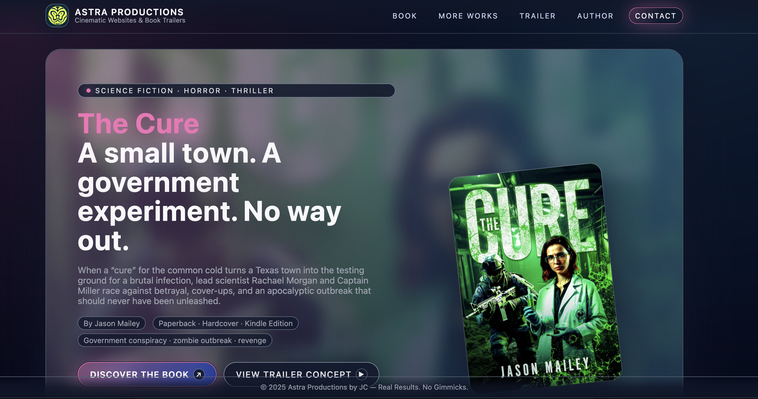 Sample author website preview – Jason Mailey