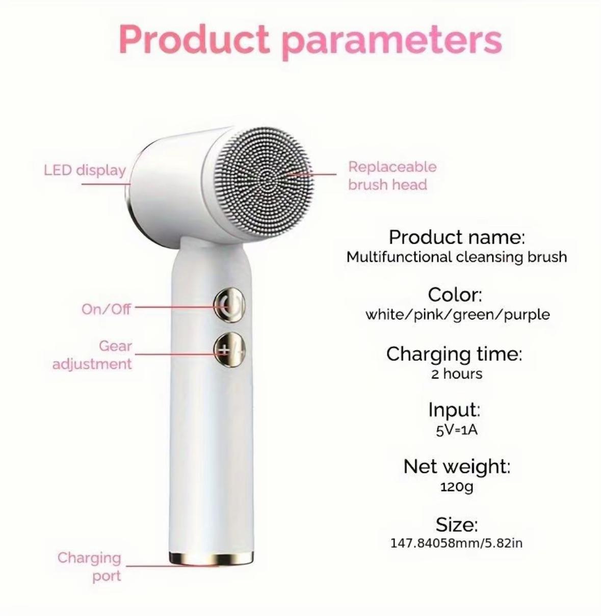 Electric Facial Cleansing Brush Side View