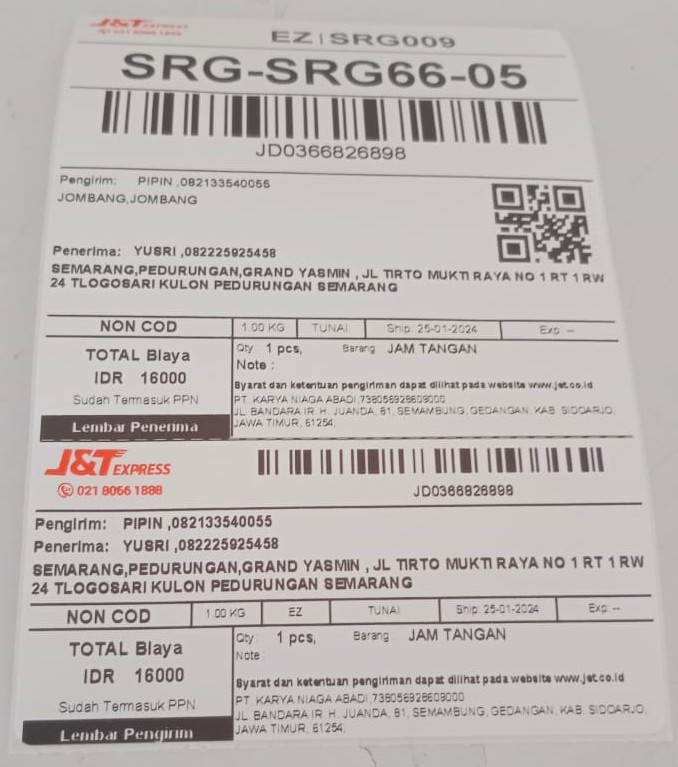 Bukti servis jam luar kota 2