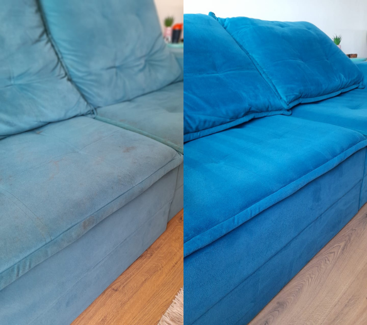Antes e Depois Higienização de Sofá SofáZero