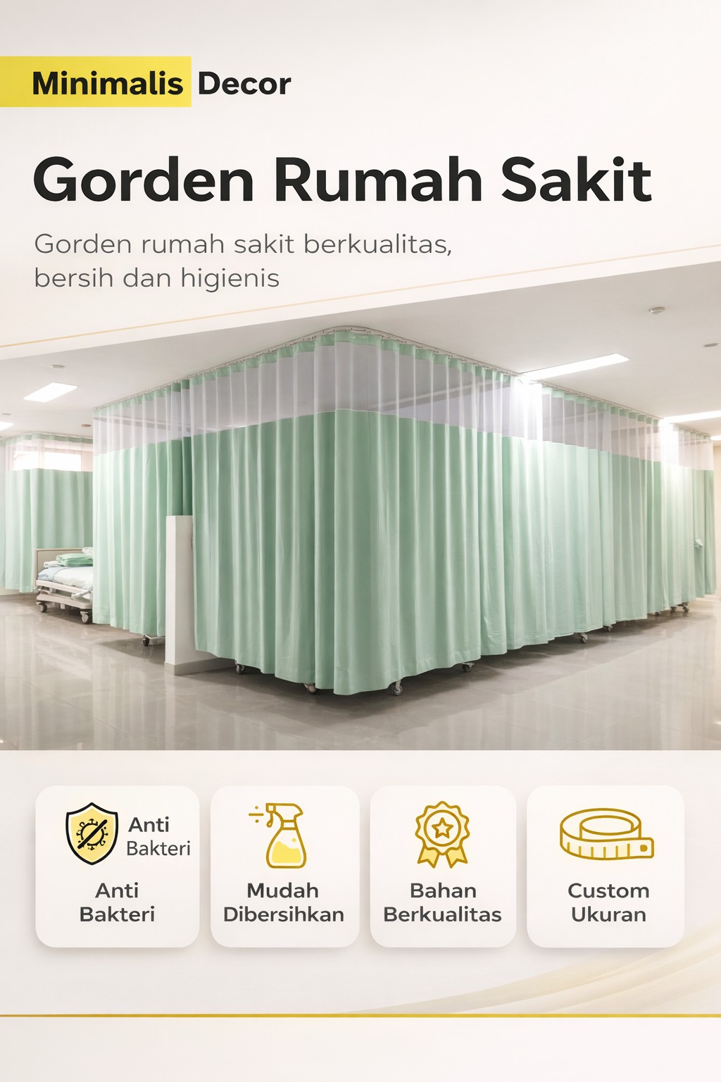 Sampel Gorden Rumah Sakit Bahan Polyester dengan Jaring Ventilasi