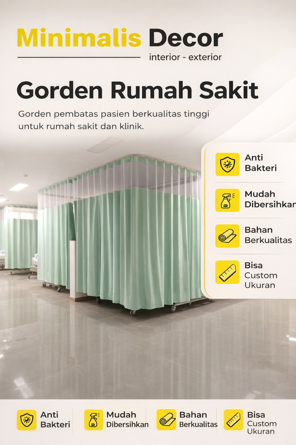 Instalasi Gorden Rumah Sakit Mewah dan Higienis MinimalisDecor