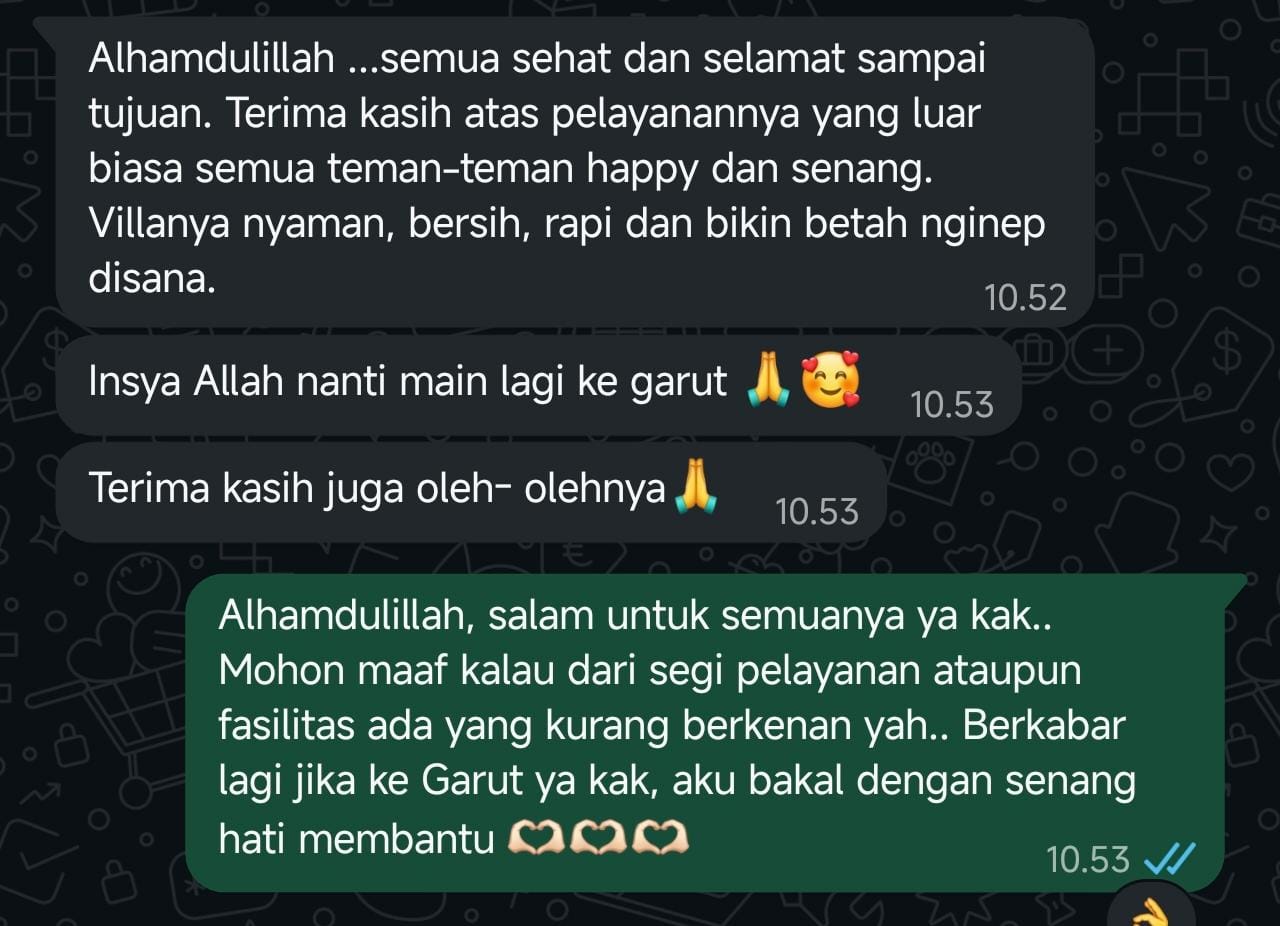 Bukti Chat Testimoni Nginep di Garut