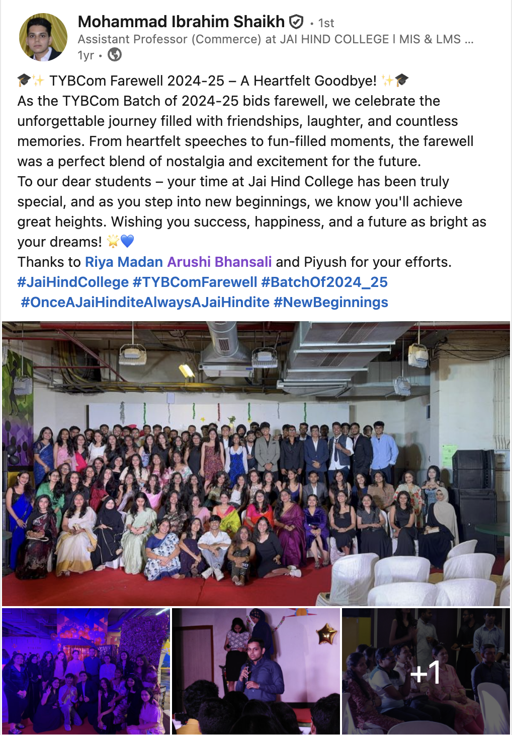 College Farewell - Appreciation By Sir