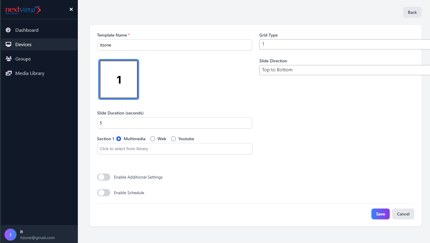 Nextview Cloud dashboard preview