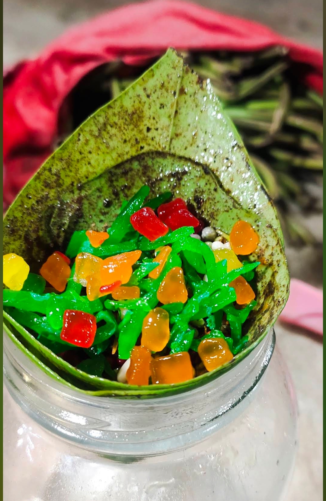 Special paan with gummy bears and candies