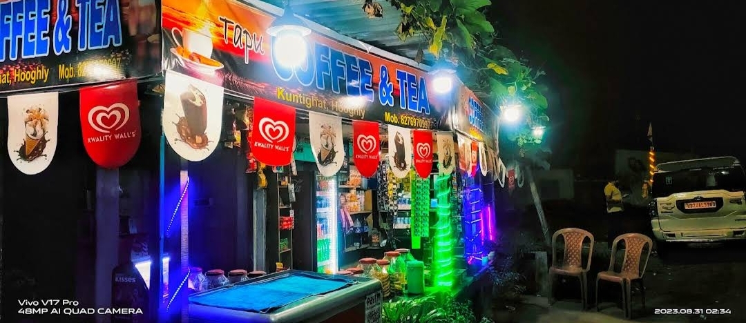 Tapu Coffee & Tea — full exterior neon view