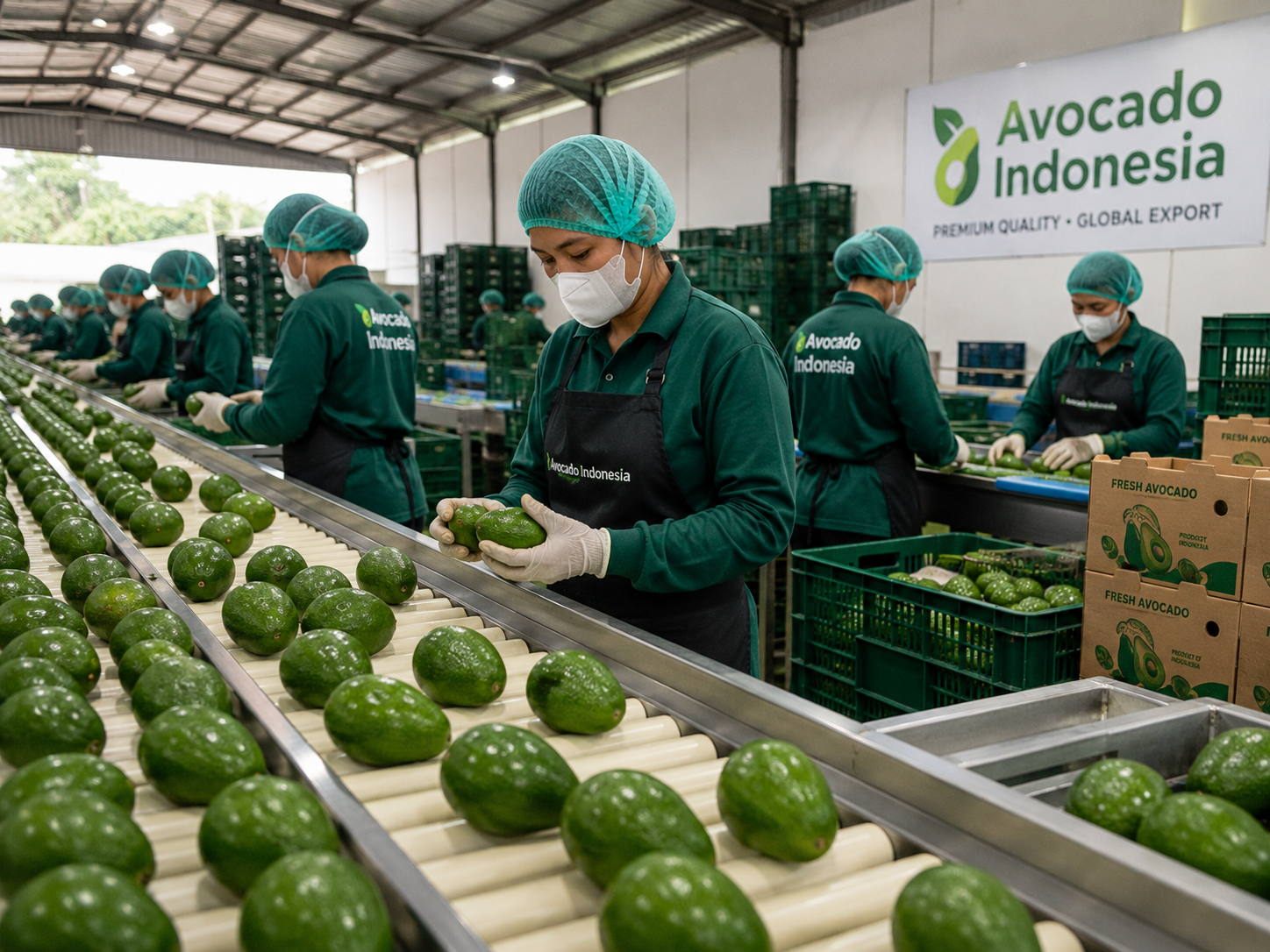 Team working in avocado farm