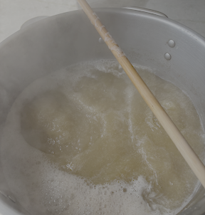 wort boiling in a pot